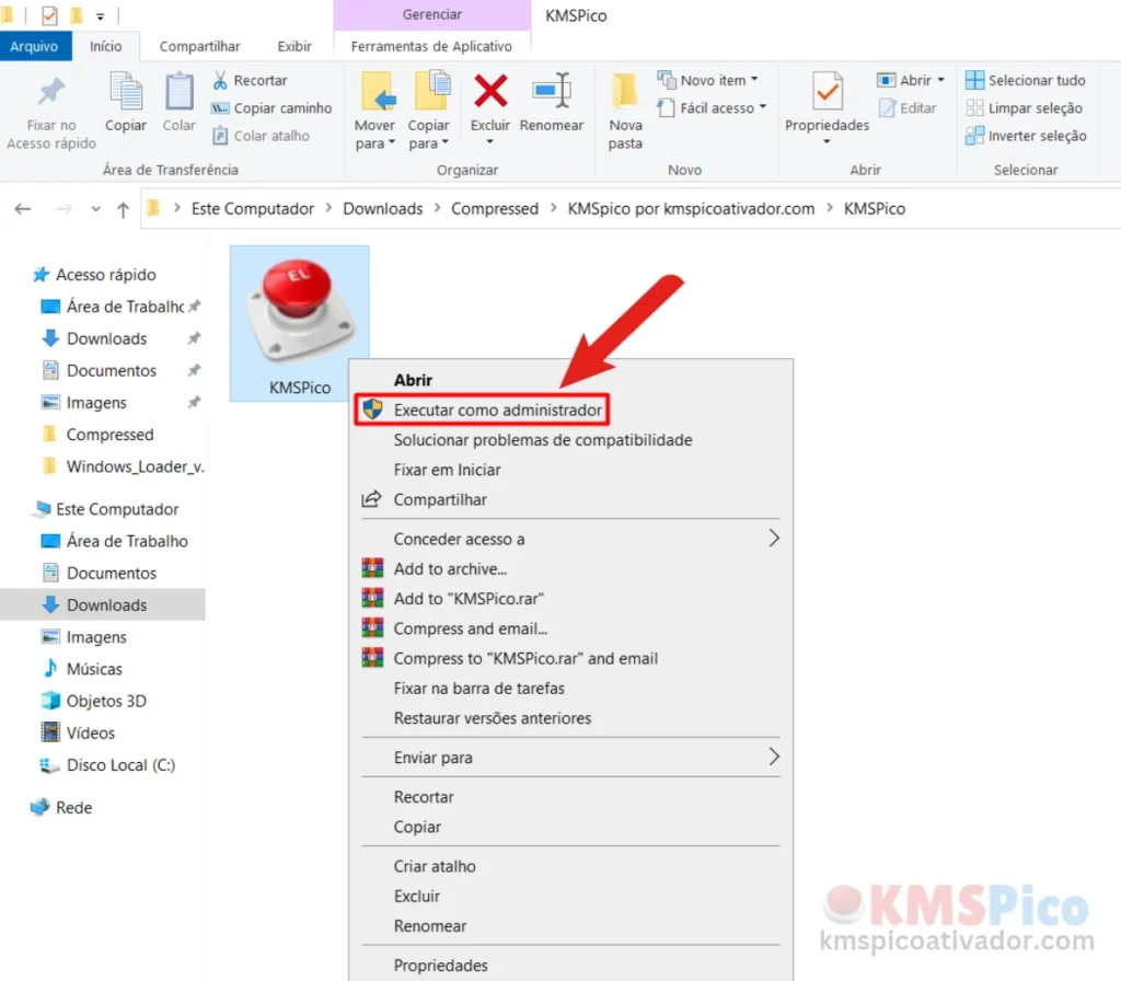 KMSpico Executado como Administrador